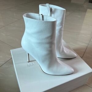 Manolo Blahnik Insopo 105 Women's White Leather Calf Boots size 40